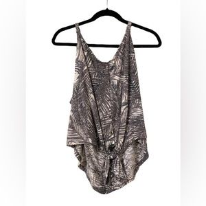 LUQ Ophelie Grey and White Tie Front Tank Top, New with Tags, size Large